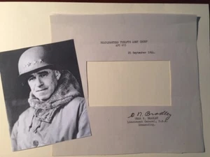 GENERAL OMAR BRADLEY SIGNED REDACTED WAR DATED LETTER COMMANDER 12TH ARMY GROUP - Picture 1 of 2