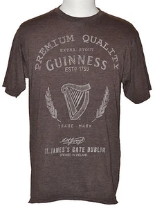 Guinness T-shirt Authentic Irish Extra Stout Beer Graphic Tee Heather Brown NWT - Picture 1 of 1
