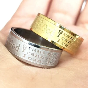 20 Grabados ORACIÓN DE SERENIDAD Anillos de Acero Inoxidable Hombres Mujeres Jesús Joyería Religiosa - Imagen 1 de 12