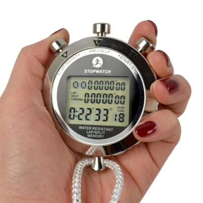 Antimagnetic Chronograph Metal Digital Timer Stopwatch Sports Counter Waterproof - Image 1 of 4