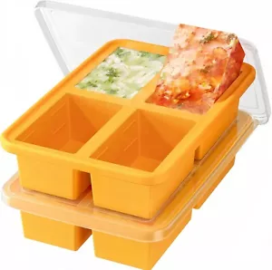 Silicone Freezer Trays with Lid-Large Ice Cube Mold for Meal Prep&Food Storage - Picture 1 of 7