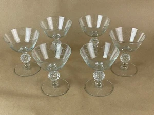 Juego de 6 vasos de tallo largo vintage grabados bola de cristal cóctel postre sherbet - Imagen 1 de 3
