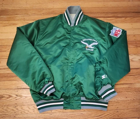 VTG 80's Philadelphia Eagles Satin Starter Jacket XL Kelly Green Bradley Cooper Cover