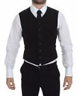 Dolce & Gabbana Black Flax Cotton Dress Vest Men's Blazer Authentic