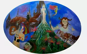 Protecting Wonderland Acrylic on Canvas Art Painting Beata Ulikowska Signed - Picture 1 of 12