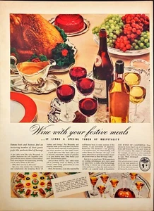 1939 California Wines Holiday Parties Sherry Port Burgundy Vintage Print Ad - Picture 1 of 6