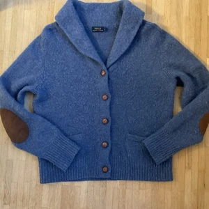 Ralph Lauren Strickjacke mit Schalkragen 100% Wolle blau L - Bild 1 von 11
