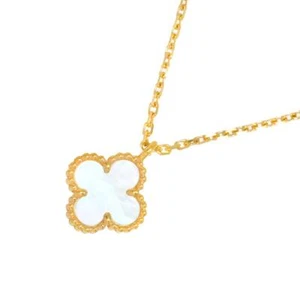 Van Cleef Arpels Sweet Alhambra Mother of Pearl MOP Necklace 18K YG 750 90274157 - Picture 1 of 7