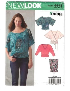 New Look 6648 Misses' Blouse Shirt Top Size 6-16 Easy Sewing Pattern Six Sizes - Picture 1 of 5