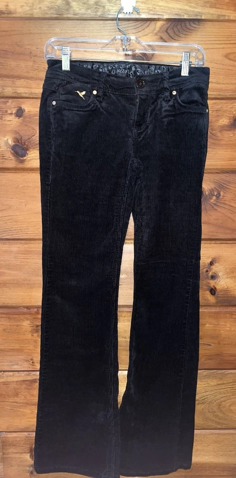 Pantalones acampanados de pana negros Grane para mujer talla 3 bolsillos traseros a presión 28X29 Foto 1 de 4