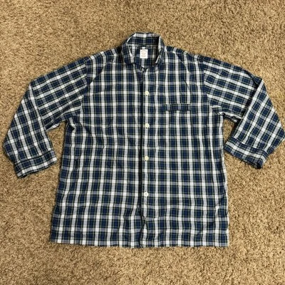Brooks Brothers Pajama Shirt Men’s Size XL Blue Plaid Long Sleeve 100% Cotton - Изображение 1 из 4