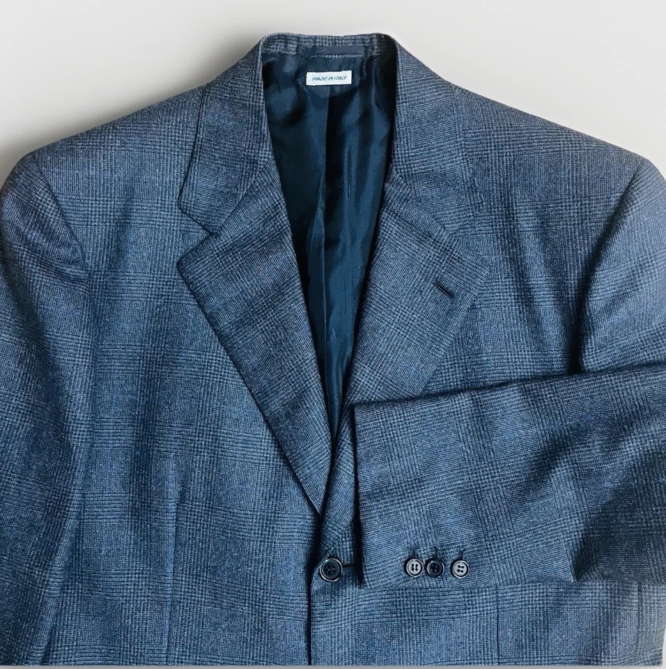 Brioni Glen Check 海军蓝西装外套 IT50 (US40) 意大利制造 100% 羊毛 — 第 1/4 张图片