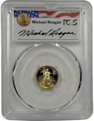 American Eagle 1992 P oro $5 firmado por Reagan 1/10 oz prueba graduación profesional PR 69 DCAM Foto 1 de 3