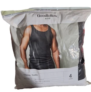 Goodfellow Mens Black Classic Tanks 4 Pack Sz L 42"-44" Chest - Picture 1 of 2