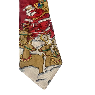 Corbata Don Loper Para Hombres Vacaciones Seda Papá Noel Reno Navidad Novedad Corbata Foto 1 de 4
