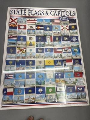 White Mountain Jigsaw Puzzle State Flags & Capitols 1000 Piece 24X30 - Image 1 of 4