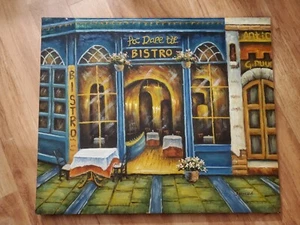 Original Oil Painting On Canvas "Fee Daee The Bistro "STUNNING" Signed - Picture 1 of 5