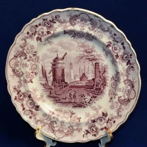 Antique 1840s RIDGWAY England Purple Transferware "POMERANIA" Pattern 10"d Plate - Picture 1 of 4