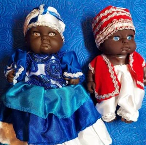 Ibeji Puppen Zwillinge Jimagua Munecas gekleidet Puppe Sopera Bellis Ibeyis Tinajas Meji - Bild 1 von 6