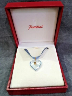 Gargantilla colgante collar corazón cristal baccarat azul claro 18k con caja Foto 1 de 4