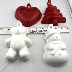 Lot of 4 VTG Christmas Mouldings Inc. SLC. Utah Snowman Bear Tree Heart - Picture 1 of 6