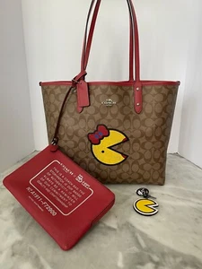 NWT Coach Ms. PAC-MAN Reversible Tote and Key Chain - Picture 1 of 8