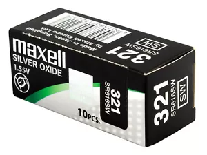 10 X Maxell 321 Baterías Batería Caja Mercury Libre Silver Óxido SR616SW 1.55V - Imagen 1 de 2