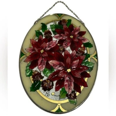 Joan Baker Designs Arte Atrapasol Vidrio Navidad Ovalado Pintado a Mano Foto 1 de 4