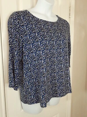 Blusa túnica pulóver elástica manga 3/4 azul y blanco y negro Grace Elements mujer 2X  Foto 1 de 4