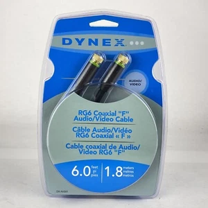 DYNEX DX-AV081 6’ Coaxial Audio/Video Cable Gold Plated “F” Jacks Dual Shielding - Picture 1 of 4
