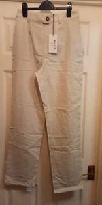 NA-KD cream Linen Blend Trousers Size EU 36 - Picture 1 of 7