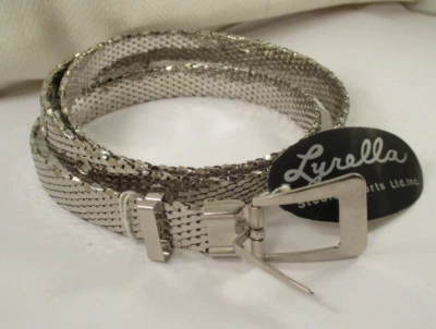 CINTURÓN MALLA PLATA LYRELLA VINTAGE AÑOS 80-90 Cintura TALLA 27" a 31" Foto 1 de 4