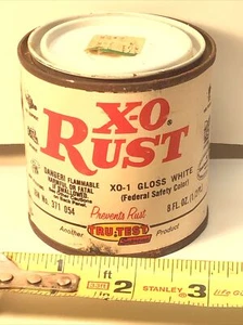Vintage X-0 Rust Paint Can WHITE 1970s Small 8 Fl oz tru test PAPER LABEL FULL - Picture 1 of 10