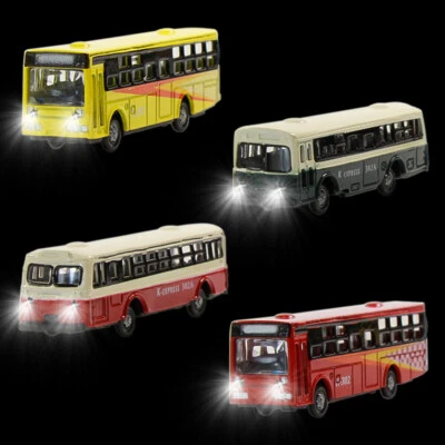 4pcs Model Buses Lighted Diecast 12V N Scale 1:160 Model Bus Alloy Building - Image 1 of 4
