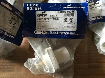 7 x Crouse Hinds E1016 WHITE BLACK CAM-LOK  RECEPTACLE  NEW sealed bag  COOPER - Image 1 of 2