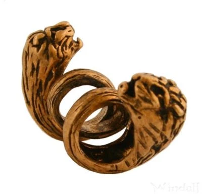 Bronze LÖWE Bart Perle Bartperle Bartschmuck Bartspirale Loch 6mm + 50 GUMMIS - Bild 1 von 3