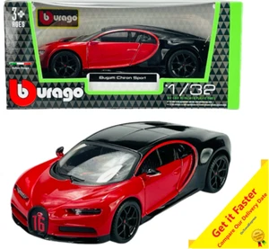 Coche modelo diecast Bburago Bugatti Chiron Sport rojo escala 1:32 - Imagen 1 de 8