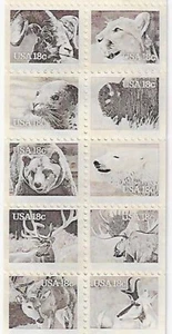 US American Wildlife 18c Stamp Booklet Pane of 10 Scott #1880 - 1889 - Picture 1 of 1