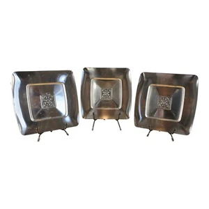 Set of 3 - Stanley Roberts Velvet Pattern 18-8 Stainless Steel Serving Plates - Picture 1 of 6