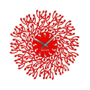 Metal Wall Clock Modern Unique Large Unusual Steel Red Harmony FREE SHIPPING