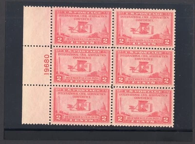 Scott #649 Wright Airplane Civil Aeronautics Plate Block of 6 Stamps MNH P#19680 - Image 1 of 2