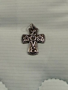 James Avery Retired Rare Cross Love Faith Flowers Pendant Sterling Silver - Picture 1 of 4