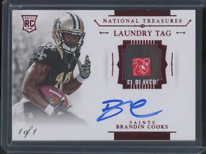2014 Panini National Treasures Brandin Cooks #RLS-BC RC Laundry Tag Auto 1/1 - Picture 1 of 2