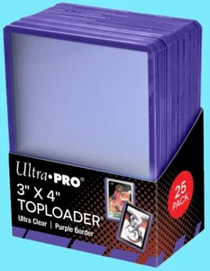 25 Ultra Pro PURPLE BORDER TOPLOADERS Trading Card Rigid Sports Standard Size - Picture 1 of 4