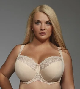 KRIS LINE Women's semi soft beige bra plus size 30 32 34 36 38 40 42 44 46 48 50 - Picture 1 of 12