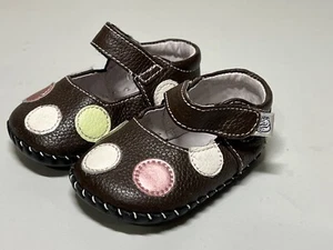 PEDIPED Chocolate Brown, Polka Dot, Leather Infant 0-6 mos EUC, Mary Jane - Picture 1 of 7