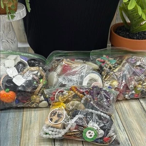 Four quart size ziplock sandwich bags full of craft goodies grab bags - Picture 1 of 13