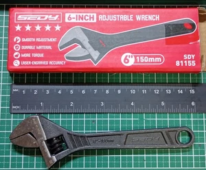 6" verstellbarer Schraubenschlüssel Schwarzoxid breite Backen Zoll/metrisch gesenkgeschmiedeter Stahl - Bild 1 von 7