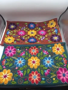 Pair Decorative Peruvian Handmade Embroidered Flowers Pillow Covers vintage - Picture 1 of 20