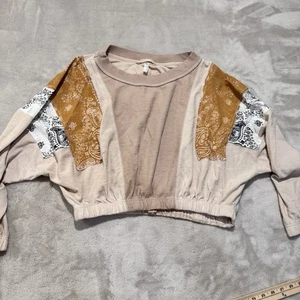 Top Free People Movement oversize lounge taglia XS donna elastico patchwork boho - Foto 1 di 12